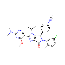 [C-]#[N+]c1ccc([C@@H]2c3c(nc(-c4cnc(N(C)C)nc4OC)n3C(C)C)C(=O)N2c2cc(Cl)ccc2C)cc1 ZINC000169705441