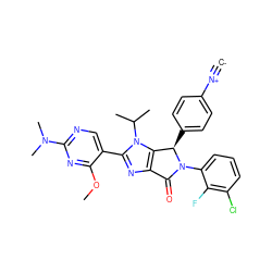 [C-]#[N+]c1ccc([C@@H]2c3c(nc(-c4cnc(N(C)C)nc4OC)n3C(C)C)C(=O)N2c2cccc(Cl)c2F)cc1 ZINC000169705467