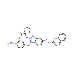 [C-]#[N+]c1ccc(Cn2c(CC3(C(=O)O)CCCC3)nc3cc(OCc4ccc5ccccc5n4)ccc32)cc1 ZINC000473165002