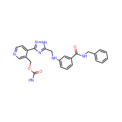 [NH]C(=O)OCc1cnccc1-c1n[nH]c(CNc2cccc(C(=O)NCc3ccccc3)c2)n1 ZINC001772647489