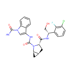 [NH]C(=O)n1cc(NC(=O)N2[C@H](C(=O)N[C@H](CO)c3cccc(Cl)c3F)C[C@H]3C[C@H]32)c2ccccc21 ZINC000473170617
