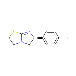 Brc1ccc([C@H]2CN3CCSC3=N2)cc1 ZINC000000056495
