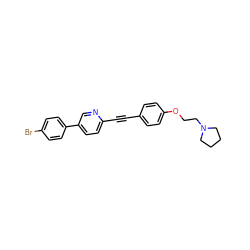 Brc1ccc(-c2ccc(C#Cc3ccc(OCCN4CCCC4)cc3)nc2)cc1 ZINC000003949465