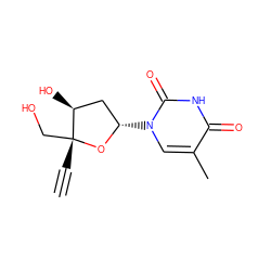 C#C[C@]1(CO)O[C@@H](n2cc(C)c(=O)[nH]c2=O)C[C@@H]1O ZINC000006521144