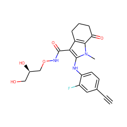C#Cc1ccc(Nc2c(C(=O)NOC[C@H](O)CO)c3c(n2C)C(=O)CCC3)c(F)c1 ZINC000084615775