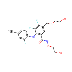 C#Cc1ccc(Nc2c(C(=O)NOCCO)cc(COCCO)c(F)c2F)c(F)c1 ZINC000034661576