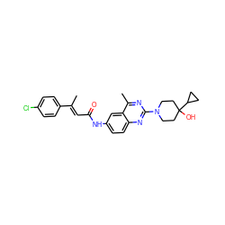 C/C(=C\C(=O)Nc1ccc2nc(N3CCC(O)(C4CC4)CC3)nc(C)c2c1)c1ccc(Cl)cc1 ZINC000084618673