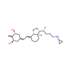 C=C1[C@H](O)CC(=C/C=C2\CCC[C@@]3(C)[C@H]2CC[C@@H]3[C@H](C)CCCNC2CC2)C[C@H]1O ZINC000200538581