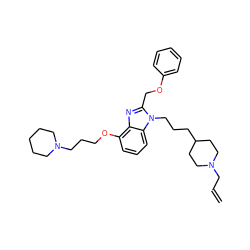 C=CCN1CCC(CCCn2c(COc3ccccc3)nc3c(OCCCN4CCCCC4)cccc32)CC1 ZINC000027711386
