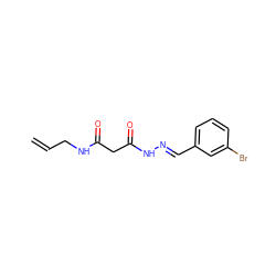 C=CCNC(=O)CC(=O)N/N=C/c1cccc(Br)c1 ZINC000002901548