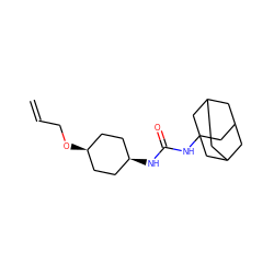 C=CCO[C@H]1CC[C@@H](NC(=O)NC23CC4CC(CC(C4)C2)C3)CC1 ZINC000261101155