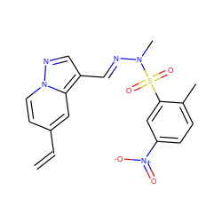 C=Cc1ccn2ncc(/C=N/N(C)S(=O)(=O)c3cc([N+](=O)[O-])ccc3C)c2c1 ZINC000082153895