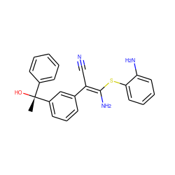 C[C@@](O)(c1ccccc1)c1cccc(/C(C#N)=C(\N)Sc2ccccc2N)c1 ZINC000038145373