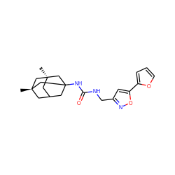 C[C@@]12CC3CC(NC(=O)NCc4cc(-c5ccco5)on4)(C1)C[C@](C)(C3)C2 ZINC000473154429