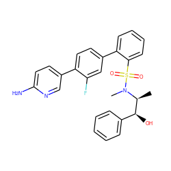 C[C@@H]([C@@H](O)c1ccccc1)N(C)S(=O)(=O)c1ccccc1-c1ccc(-c2ccc(N)nc2)c(F)c1 ZINC000224781101