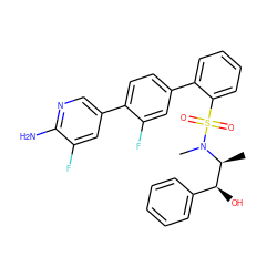 C[C@@H]([C@@H](O)c1ccccc1)N(C)S(=O)(=O)c1ccccc1-c1ccc(-c2cnc(N)c(F)c2)c(F)c1 ZINC000224752569