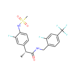 C[C@@H](C(=O)NCc1ccc(C(F)(F)F)cc1F)c1ccc(NS(C)(=O)=O)c(F)c1 ZINC000145631396