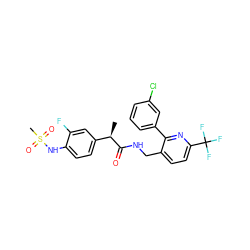 C[C@@H](C(=O)NCc1ccc(C(F)(F)F)nc1-c1cccc(Cl)c1)c1ccc(NS(C)(=O)=O)c(F)c1 ZINC000145673132