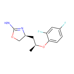 C[C@@H](C[C@H]1COC(N)=N1)Oc1ccc(F)cc1F ZINC000117255027