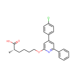 C[C@@H](CCCCOc1cc(-c2ccc(Cl)cc2)cc(-c2ccccc2)n1)C(=O)O ZINC000013729723