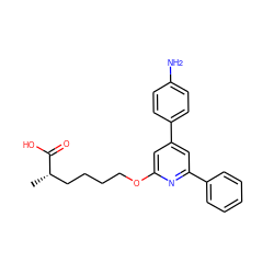 C[C@@H](CCCCOc1cc(-c2ccc(N)cc2)cc(-c2ccccc2)n1)C(=O)O ZINC000013729743