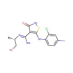 C[C@@H](CO)/N=C(\N)c1c(Nc2ccc(I)cc2Cl)s[nH]c1=O ZINC000034802642