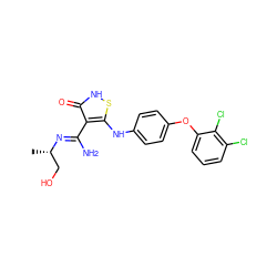 C[C@@H](CO)/N=C(\N)c1c(Nc2ccc(Oc3cccc(Cl)c3Cl)cc2)s[nH]c1=O ZINC000034802666