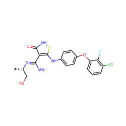 C[C@@H](CO)/N=C(\N)c1c(Nc2ccc(Oc3cccc(Cl)c3F)cc2)s[nH]c1=O ZINC000034802672