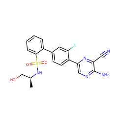 C[C@@H](CO)NS(=O)(=O)c1ccccc1-c1ccc(-c2cnc(N)c(C#N)n2)c(F)c1 ZINC000224737587