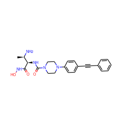C[C@@H](N)[C@@H](NC(=O)N1CCN(c2ccc(C#Cc3ccccc3)cc2)CC1)C(=O)NO ZINC000066099284