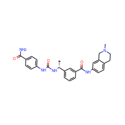 C[C@@H](NC(=O)Nc1ccc(C(N)=O)cc1)c1cccc(C(=O)Nc2ccc3c(c2)CN(C)CC3)c1 ZINC000204341737