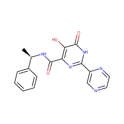 C[C@@H](NC(=O)c1nc(-c2cnccn2)[nH]c(=O)c1O)c1ccccc1 ZINC000084708330
