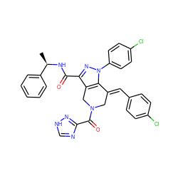 C[C@@H](NC(=O)c1nn(-c2ccc(Cl)cc2)c2c1CN(C(=O)c1nc[nH]n1)C/C2=C\c1ccc(Cl)cc1)c1ccccc1 ZINC001772599123