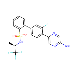 C[C@@H](NS(=O)(=O)c1ccccc1-c1ccc(-c2cnc(N)cn2)c(F)c1)C(F)(F)F ZINC000212172844