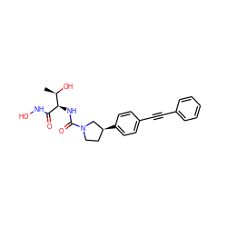C[C@@H](O)[C@@H](NC(=O)N1CC[C@H](c2ccc(C#Cc3ccccc3)cc2)C1)C(=O)NO ZINC000066066590