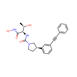 C[C@@H](O)[C@@H](NC(=O)N1CC[C@H](c2cccc(C#Cc3ccccc3)c2)C1)C(=O)NO ZINC000066098681