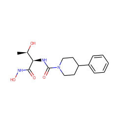 C[C@@H](O)[C@@H](NC(=O)N1CCC(c2ccccc2)CC1)C(=O)NO ZINC000066079893