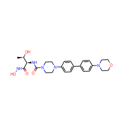 C[C@@H](O)[C@@H](NC(=O)N1CCN(c2ccc(-c3ccc(N4CCOCC4)cc3)cc2)CC1)C(=O)NO ZINC000066073994