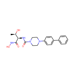 C[C@@H](O)[C@@H](NC(=O)N1CCN(c2ccc(-c3ccccc3)cc2)CC1)C(=O)NO ZINC000066098842