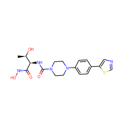 C[C@@H](O)[C@@H](NC(=O)N1CCN(c2ccc(-c3cncs3)cc2)CC1)C(=O)NO ZINC000066073993