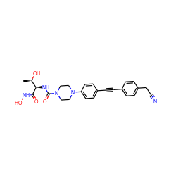 C[C@@H](O)[C@@H](NC(=O)N1CCN(c2ccc(C#Cc3ccc(CC#N)cc3)cc2)CC1)C(=O)NO ZINC000066099192