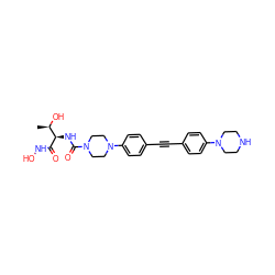 C[C@@H](O)[C@@H](NC(=O)N1CCN(c2ccc(C#Cc3ccc(N4CCNCC4)cc3)cc2)CC1)C(=O)NO ZINC000066078979