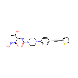 C[C@@H](O)[C@@H](NC(=O)N1CCN(c2ccc(C#Cc3cccs3)cc2)CC1)C(=O)NO ZINC000066066348