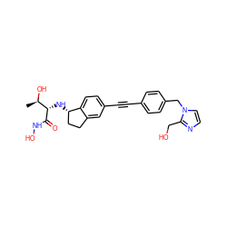 C[C@@H](O)[C@H](N[C@H]1CCc2cc(C#Cc3ccc(Cn4ccnc4CO)cc3)ccc21)C(=O)NO ZINC001772612173