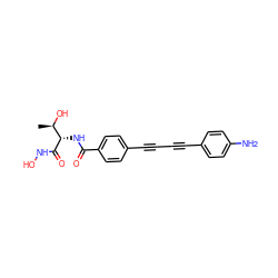 C[C@@H](O)[C@H](NC(=O)c1ccc(C#CC#Cc2ccc(N)cc2)cc1)C(=O)NO ZINC000066112219