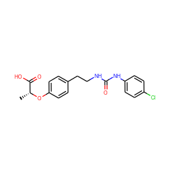 C[C@@H](Oc1ccc(CCNC(=O)Nc2ccc(Cl)cc2)cc1)C(=O)O ZINC000653903409
