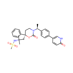 C[C@@H](c1ccc(-c2ccc(=O)[nH]c2)cc1)N1CC[C@](CC(C)(C)NS(C)(=O)=O)(c2ccccc2)OC1=O ZINC000096178503