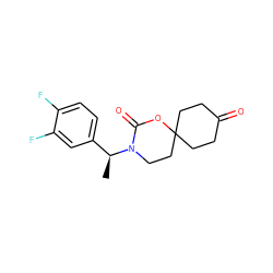 C[C@@H](c1ccc(F)c(F)c1)N1CCC2(CCC(=O)CC2)OC1=O ZINC000146163966