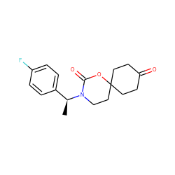 C[C@@H](c1ccc(F)cc1)N1CCC2(CCC(=O)CC2)OC1=O ZINC000146200023