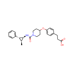 C[C@@H]1[C@H](NC(=O)N2CCC(Oc3ccc(CCC(=O)O)cc3)CC2)[C@H]1c1ccccc1 ZINC000299869710